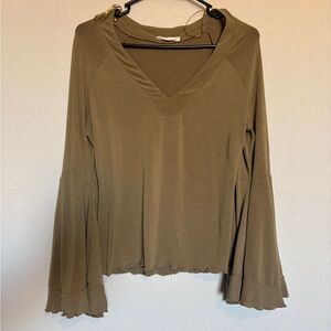 Olive Green Women's Bell Sleeve Top